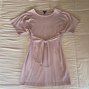 Express Light Pink Tie-Waist Mini Dress